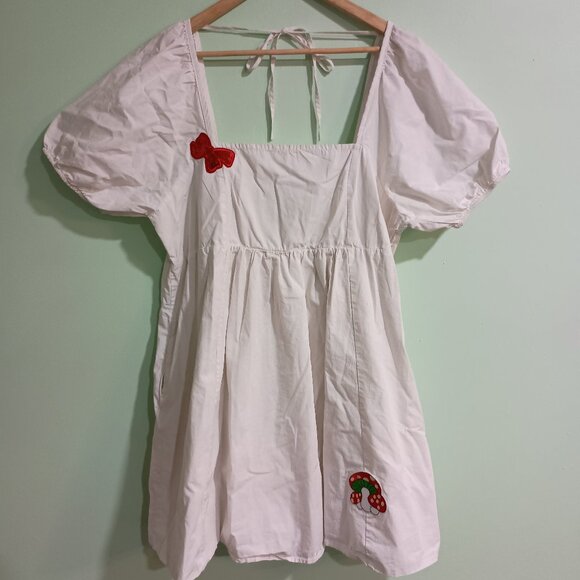 White Puff Sleeve Dress - Picture 1 of 6